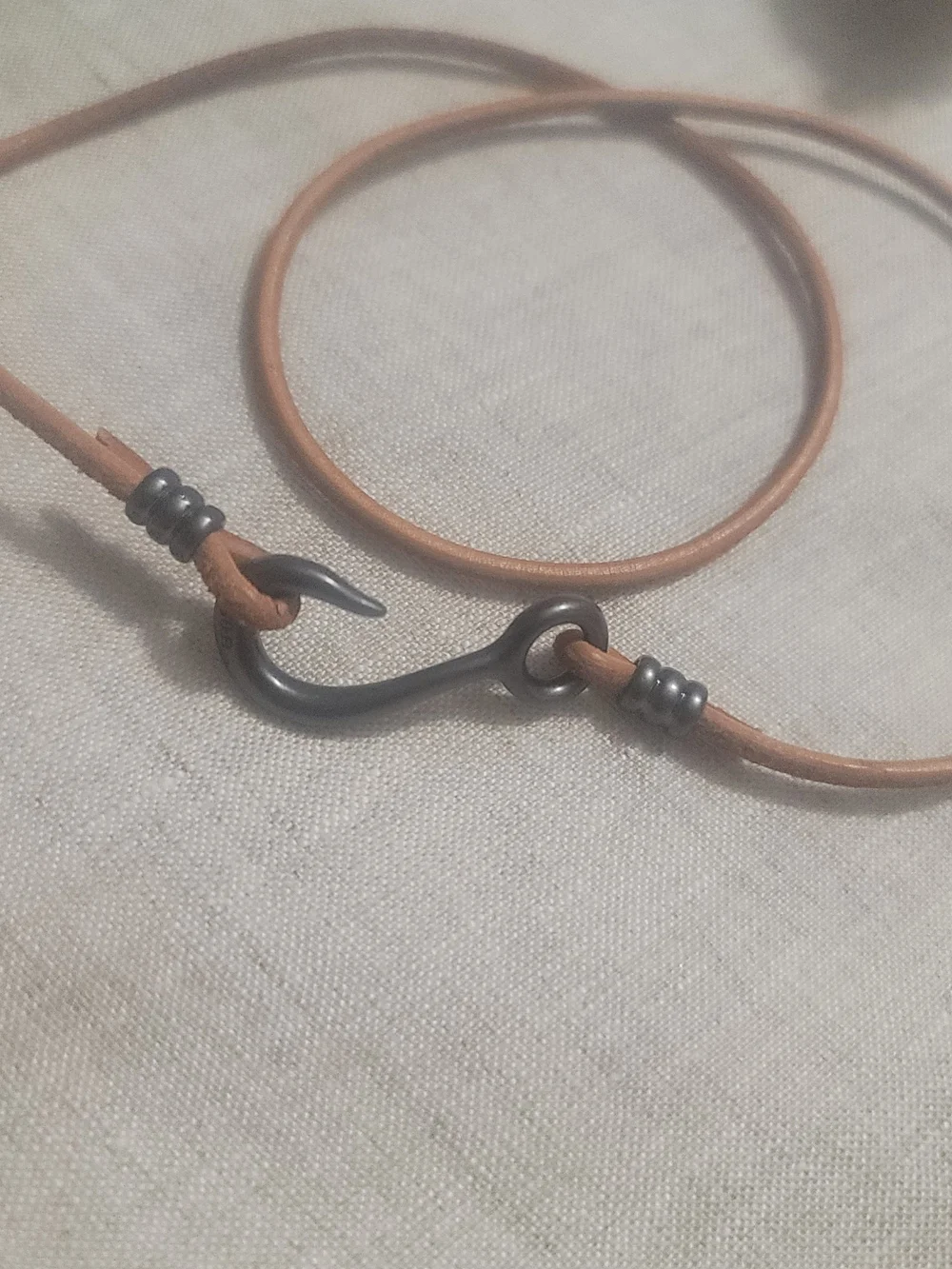 Men's Brown Leather Wrap Bracelet with Gunmetal Fish Hook New